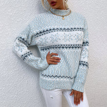 Load image into Gallery viewer, Knitted Half Turtleneck Snowflake Christmas Sweater