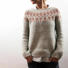 Load image into Gallery viewer, Fair Isle Crewneck Sweater Winter Holiday Oversized Soft Long Sleeve Knitted Pullover Top