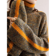 Load image into Gallery viewer, Retro Contrast Turtleneck Knitted Sweater