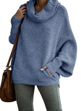 Load image into Gallery viewer, Long Sleeves Cowl Neck Pullover Sweater with Pockets