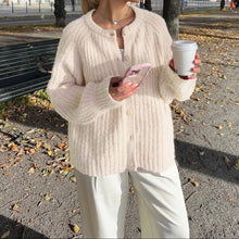 Load image into Gallery viewer, Crew Neck Button Cropped Cardigan