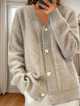 Load image into Gallery viewer, Button-Down Jacquard Long-Sleeved V-Neck Knitted Cardigan