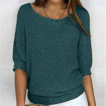 Load image into Gallery viewer, Round Neck Three-Quarter Sleeve Knitted Sweater