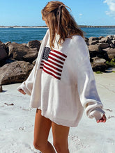 Load image into Gallery viewer, Loose Long Sleeves Round Neck Flag Emboridery Sweater