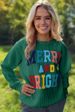 Load image into Gallery viewer, Christmas Merry and Bright Letter Print Loose Casual Long-sleeved Sweatshirt
