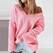 Load image into Gallery viewer, Classic Exposed Seam V Neck Slouchy Sweater