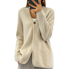 Load image into Gallery viewer, Simple One-button V-neck Knited Cardigan Sweater