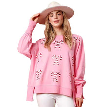 Load image into Gallery viewer, Candy Cane Sequin Crew Christmas Sweatshirt