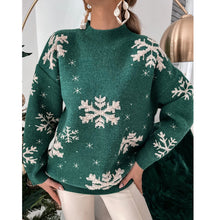 Load image into Gallery viewer, Christmas Sweater Knitted Fluffy Loose Casual Snowflake Print Long Sleeves Pullover