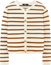 Load image into Gallery viewer, Casual Stripe Buttons Round Neck Cardigan