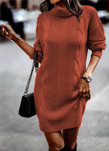 Load image into Gallery viewer, Turtleneck Ribbed Long Sleeve Sweater Dress