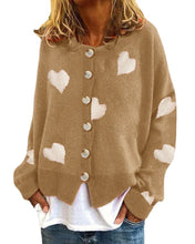 Load image into Gallery viewer, Heart-shaped Embroidered Long Sleeve Knit Cardigan
