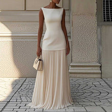 Load image into Gallery viewer, Timeless Sleeveless Patchwork Pleated Maxi Dress