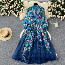 Load image into Gallery viewer, Floral Long Sleeves Buttons Down Maxi Dress