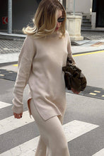 Load image into Gallery viewer, Oversize Turtleneck Long Sleeve Slit Trim Pullover Sweater