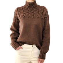 Load image into Gallery viewer, Mock Neck Cable Knitting Pullover Sweater
