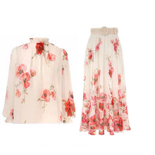 Load image into Gallery viewer, Floral Long Sleeves Midi Two Piece Dress