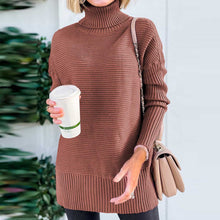 Load image into Gallery viewer, Mineral Red Turtleneck Ribbed Knit Tunic Sweater