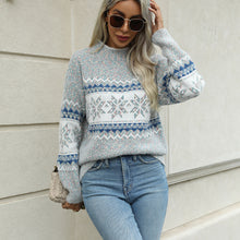 Load image into Gallery viewer, High Neck Snowflake Kintted Sweater Pullover