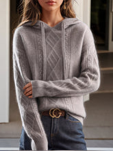 Load image into Gallery viewer, Classic Jacquard Knit Hooded Sweater
