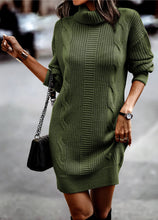 Load image into Gallery viewer, Turtleneck Ribbed Long Sleeve Sweater Dress