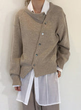 Load image into Gallery viewer, Irregular Buttons Down Dropped Shoulder Long Sleeve Knitted Cardigan