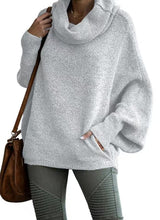 Load image into Gallery viewer, Long Sleeves Cowl Neck Pullover Sweater with Pockets