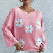 Load image into Gallery viewer, Embroidered Floral Knit Pullover Sweater