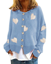 Load image into Gallery viewer, Heart-shaped Embroidered Long Sleeve Knit Cardigan