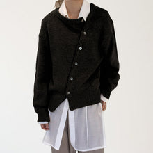 Load image into Gallery viewer, Irregular Buttons Down Dropped Shoulder Long Sleeve Knitted Cardigan