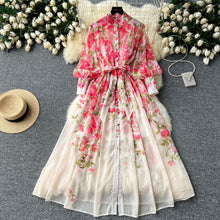 Load image into Gallery viewer, Floral Long Sleeves Buttons Down Maxi Dress