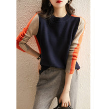 Load image into Gallery viewer, Color Block Long Sleeves Pullover Sweater