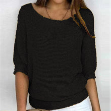 Load image into Gallery viewer, Round Neck Three-Quarter Sleeve Knitted Sweater
