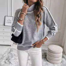 Load image into Gallery viewer, Gray and White Contrast Hem Knit Sweater