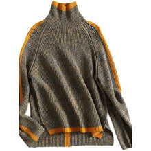 Load image into Gallery viewer, Retro Contrast Turtleneck Knitted Sweater