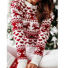 Load image into Gallery viewer, Christmas Elk Snowflake Heart Long Sleeves Knitted Sweater