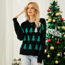 Load image into Gallery viewer, Christmas Tree Graphic Long Sleeve Crewneck Knitted Tops Pullover Sweater