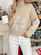 Load image into Gallery viewer, Snowflake Jacquard Turtleneck Christmas Sweater