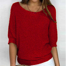 Load image into Gallery viewer, Round Neck Three-Quarter Sleeve Knitted Sweater