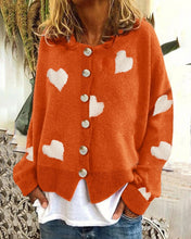 Load image into Gallery viewer, Heart-shaped Embroidered Long Sleeve Knit Cardigan
