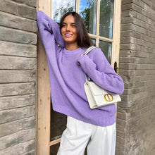 Load image into Gallery viewer, Chunky Round Neck Long Sleeve Loose Knit Sweater
