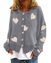 Load image into Gallery viewer, Heart-shaped Embroidered Long Sleeve Knit Cardigan