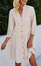 Load image into Gallery viewer, Plaid Print Button Downs Tiered Mini Tunic Dress