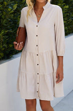 Load image into Gallery viewer, Plaid Print Button Downs Tiered Mini Tunic Dress