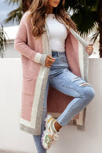 Load image into Gallery viewer, Casual Color Block Hooded Long Cardigan Sweater