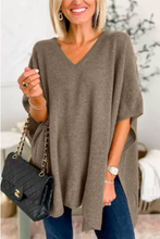 Load image into Gallery viewer, Classic V Neck Loose Fit Solid Poncho Sweater
