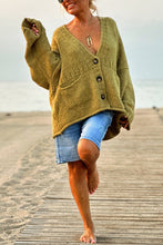 Load image into Gallery viewer, Loose Long Sleeve V-neck Pocket Knitted Cardigan
