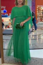 Load image into Gallery viewer, Ready for Holiday Cape Sleeve Tie-up Pleated Maxi Dress