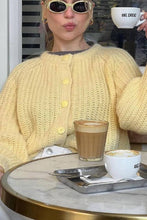 Load image into Gallery viewer, Crew Neck Button Cropped Cardigan