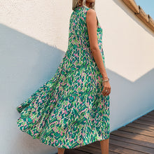 Load image into Gallery viewer, Bohemian Casual Sleeveless Printed Tiered Tassel Midi Dress